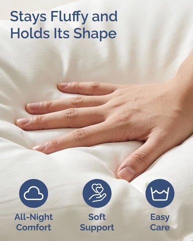 CGK Linens Ultra Thin Flat Pillows, breathable cover, easy care for daily hotel-like comfort.