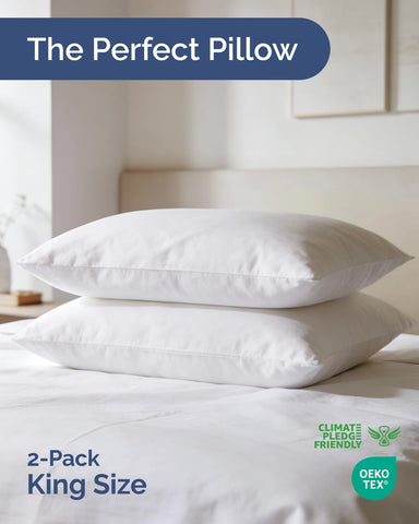 CGK Linens ultra-thin pillows close-up, down-alternative fill for airy, cushioned support all night.