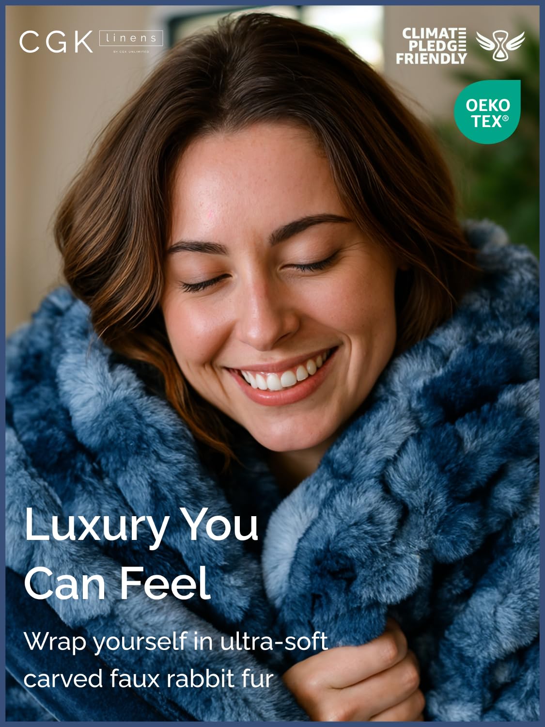 CGK Unlimited marble blue bubble texture on a sofa adds cozy style