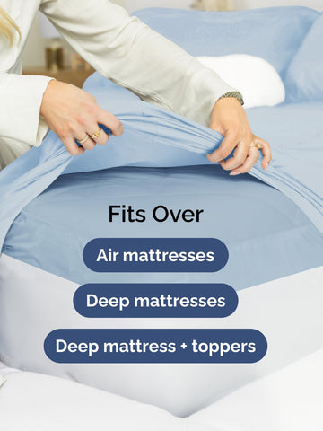 CGK Unlimited mattress topper-friendly sheets accommodate thick bases
