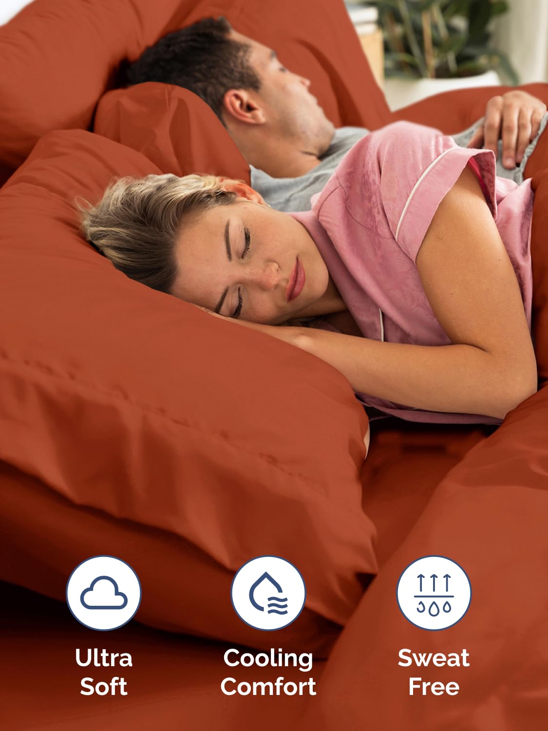 Soft microfiber texture offers breathable, comfortable sleep.