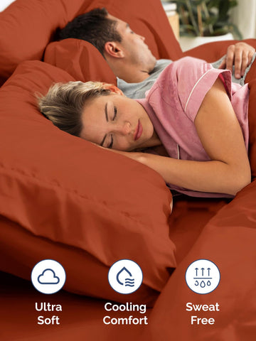 Soft microfiber texture offers breathable, comfortable sleep.