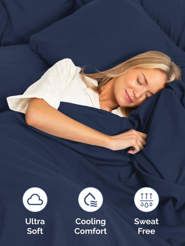 CGK Unlimited navy blue microfiber close-up showing soft, breathable weave