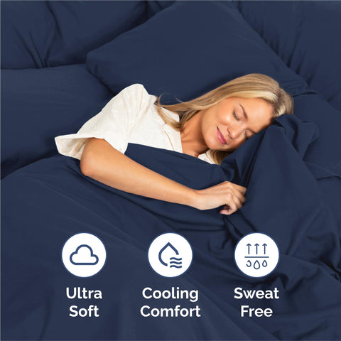 CGK Unlimited deep pockets navy blue keep fitted sheets in place
