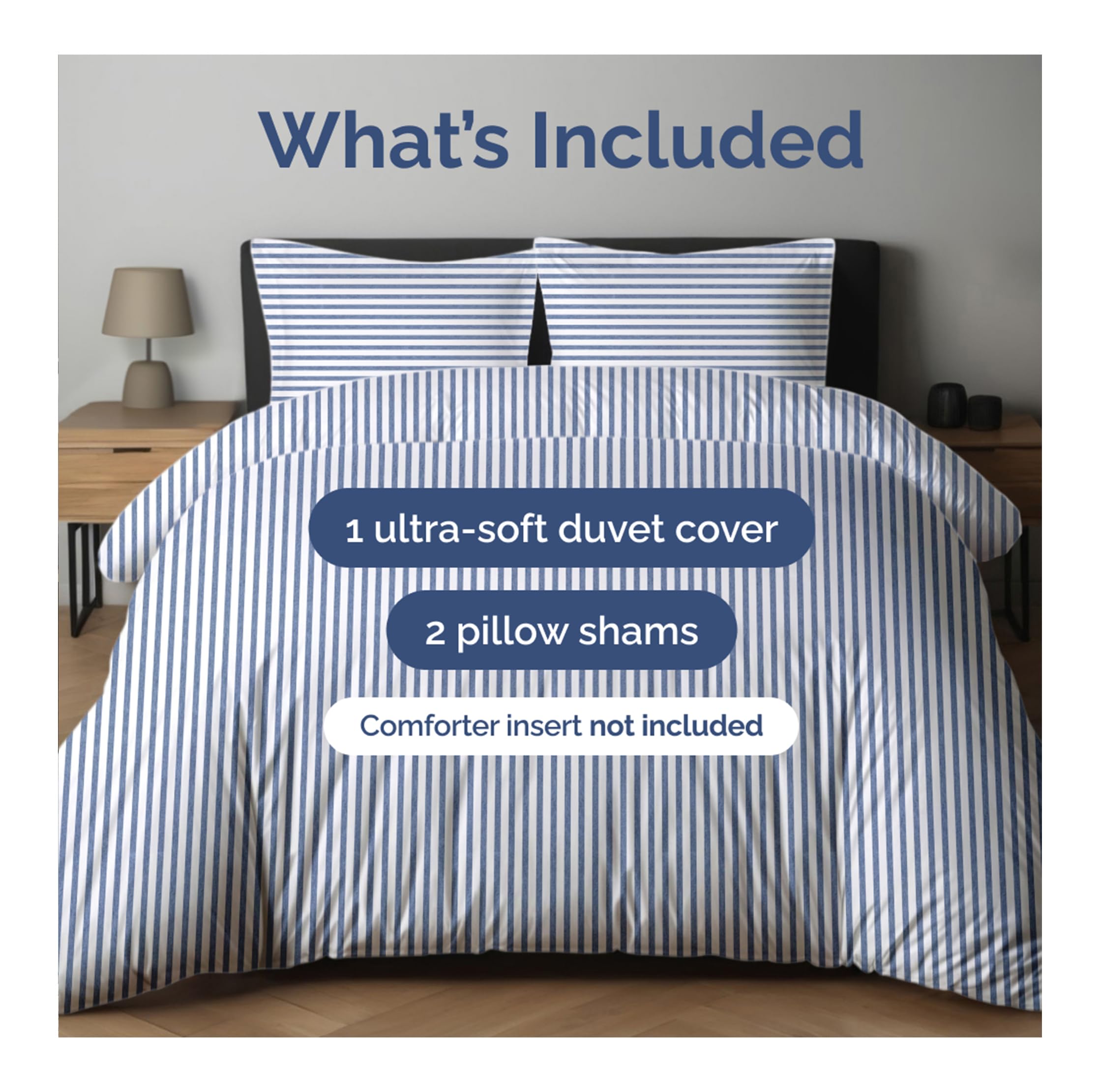 CGK Unlimited pillow shams 20x26 in blue stripes for coordinated comfort