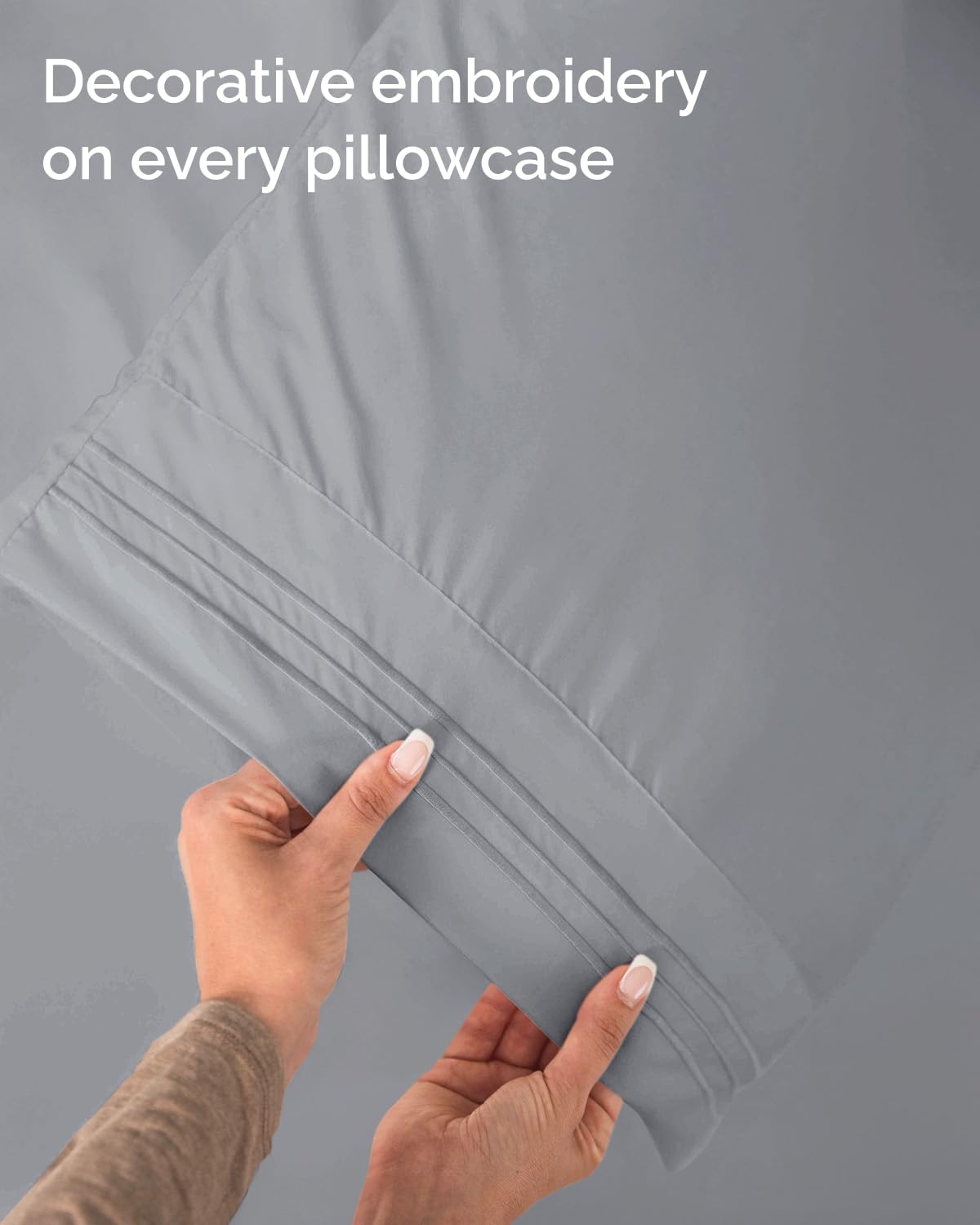 Pillowcase 20 by 30 inches completes the 3-piece set.