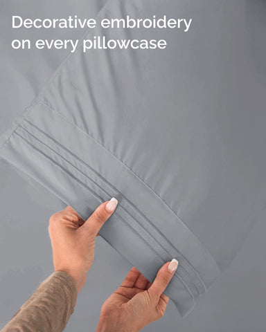 Pillowcase 20 by 30 inches completes the 3-piece set.
