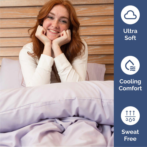 Double brushed microfiber provides silky, lightweight softness.