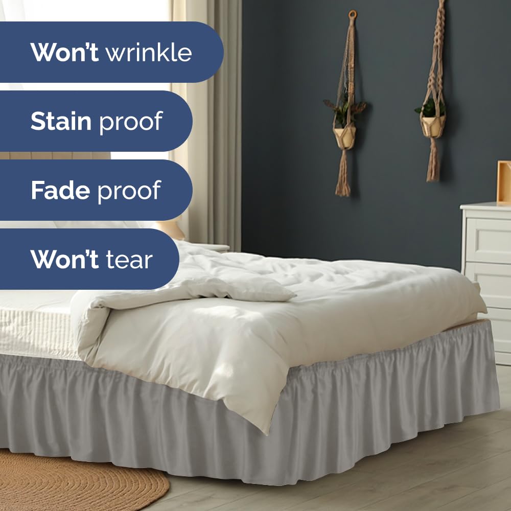 15-inch drop highlights ideal coverage for gaps along your bed.