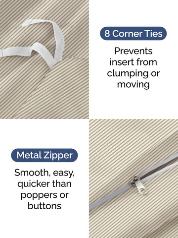 CGK Unlimited duvet cover showing zipper closures and ties for secure easy maintenance