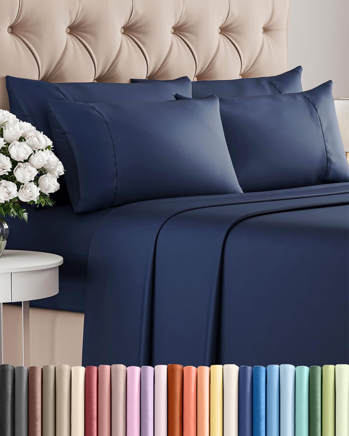 CGK Unlimited queen flat sheet is shown, highlighting breathable cooling for restful nights.