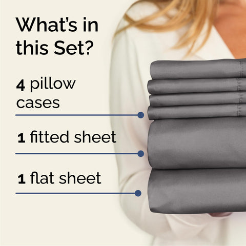 CGK Unlimited Queen sheet set in dark grey delivering breathable, cool sleep.
