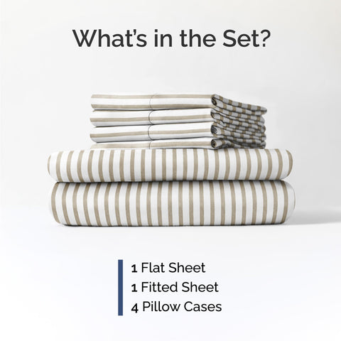 CGK Unlimited queen fitted sheet beige stripes with deep pockets fits up to 16 inches