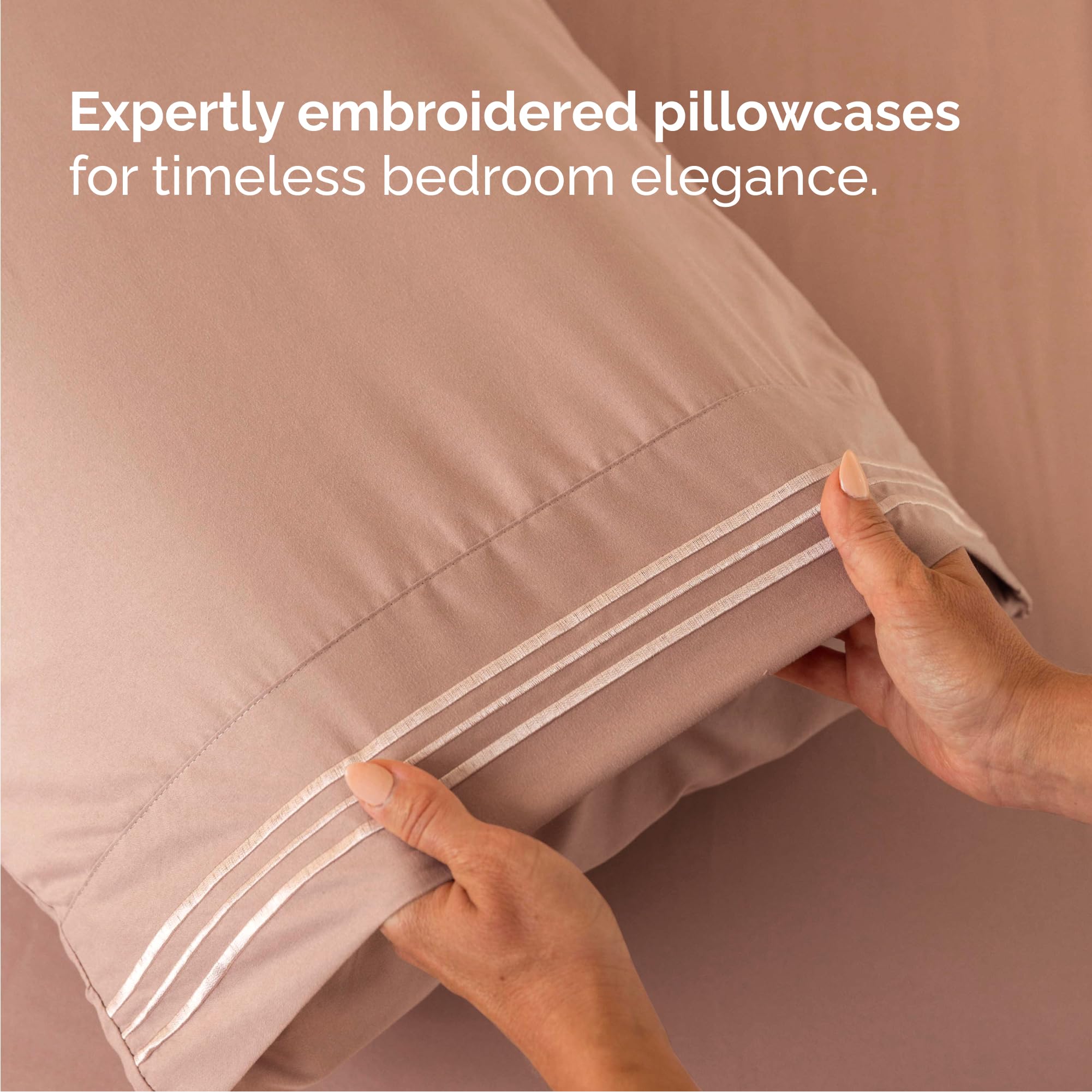 CGK Unlimited breathable mauve sheets help you stay cool while sleeping.