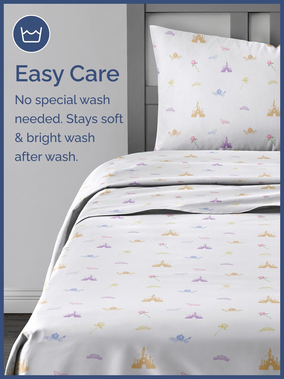 CGK Unlimited four-piece set includes queen flat sheet, fitted sheet and two pillowcases