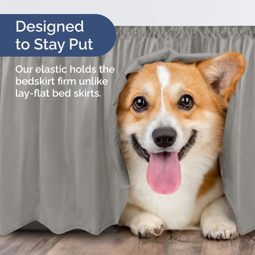 CGK Unlimited queen-size bed skirt with 12 inch drop guide.