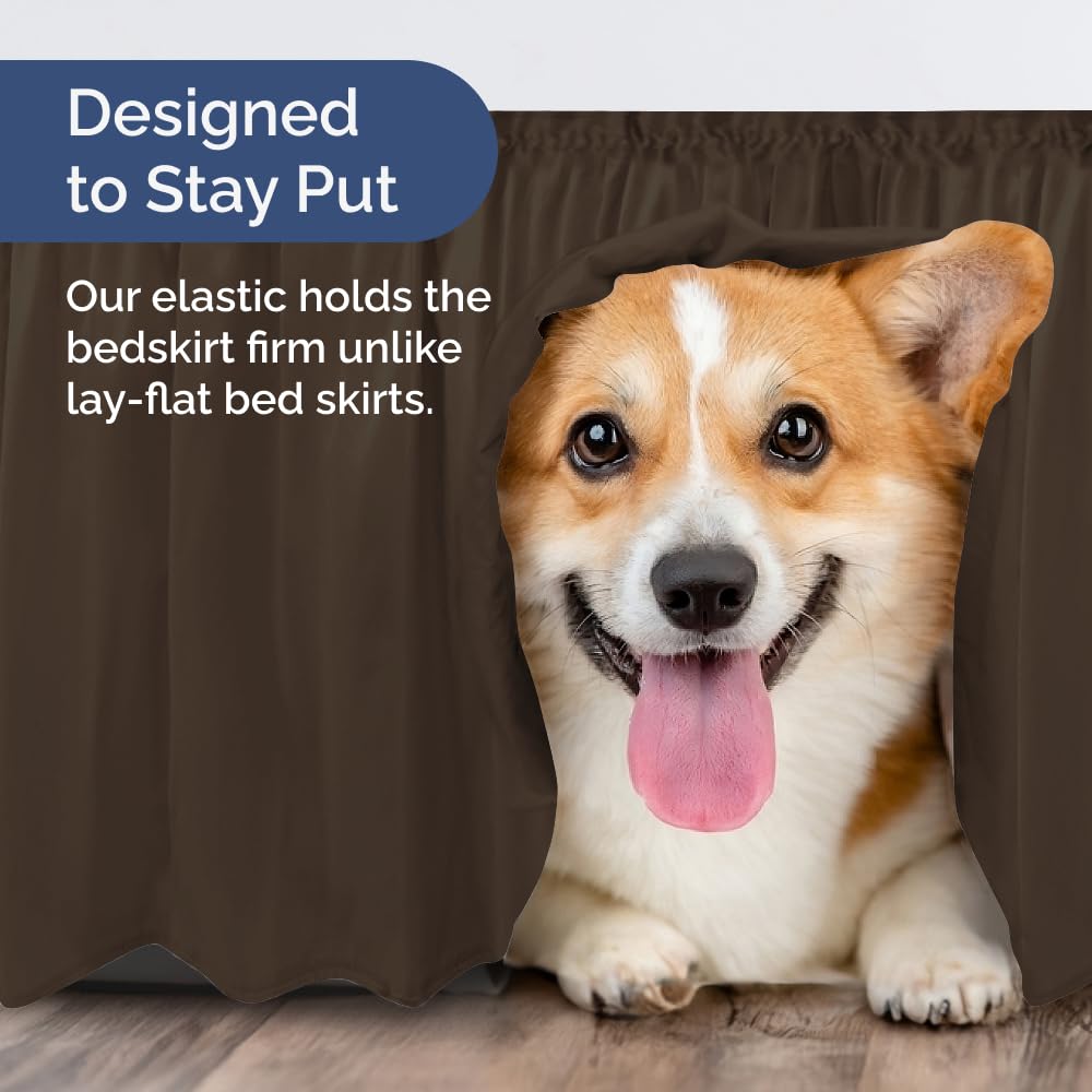 CGK Unlimited queen-size bed skirt offers easy fit with elastic wrap.