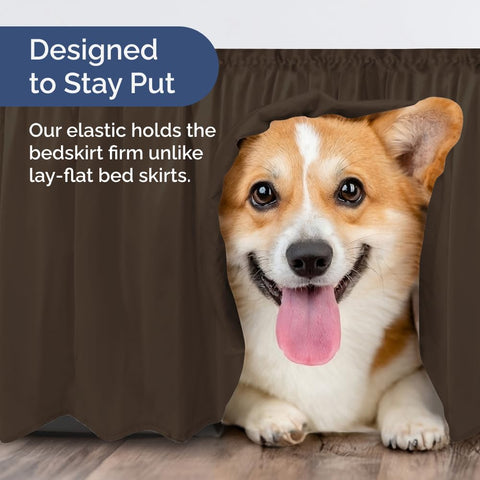 CGK Unlimited queen-size bed skirt offers easy fit with elastic wrap.