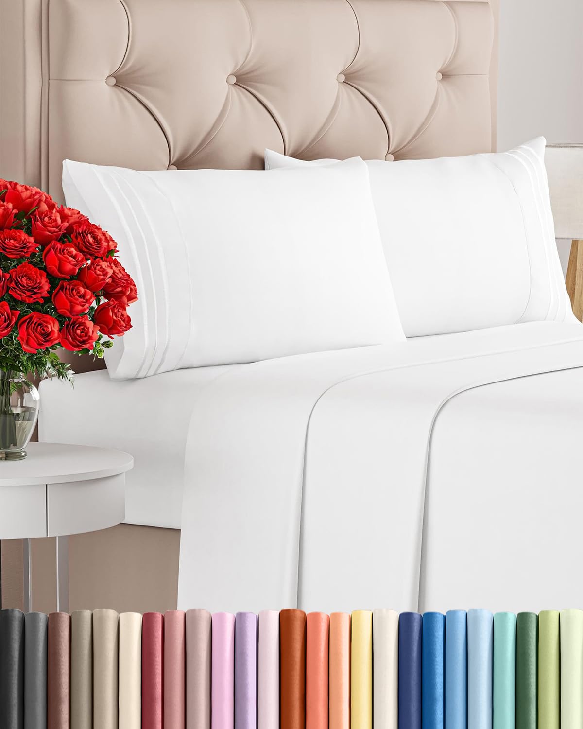 CGK Unlimited Queen Size Sheet Set flat sheet closeup showing silky softness and premium weave
