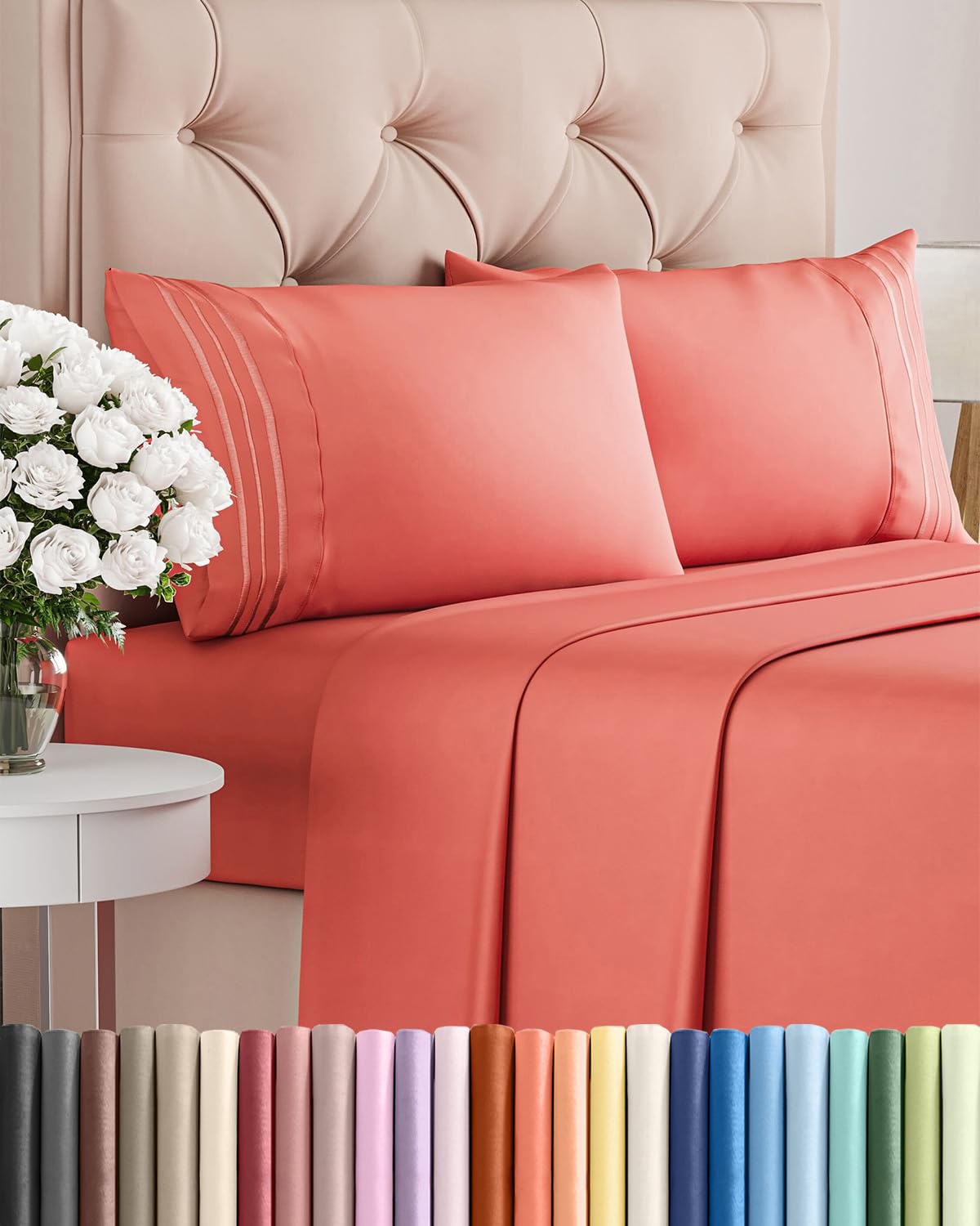 CGK Unlimited queen-size flat sheet close-up showing soft, breathable fabric