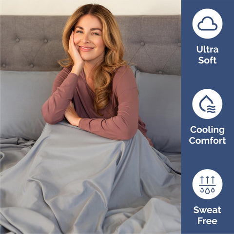 Wrinkle-free finish visible on CGK Unlimited steel blue sheets