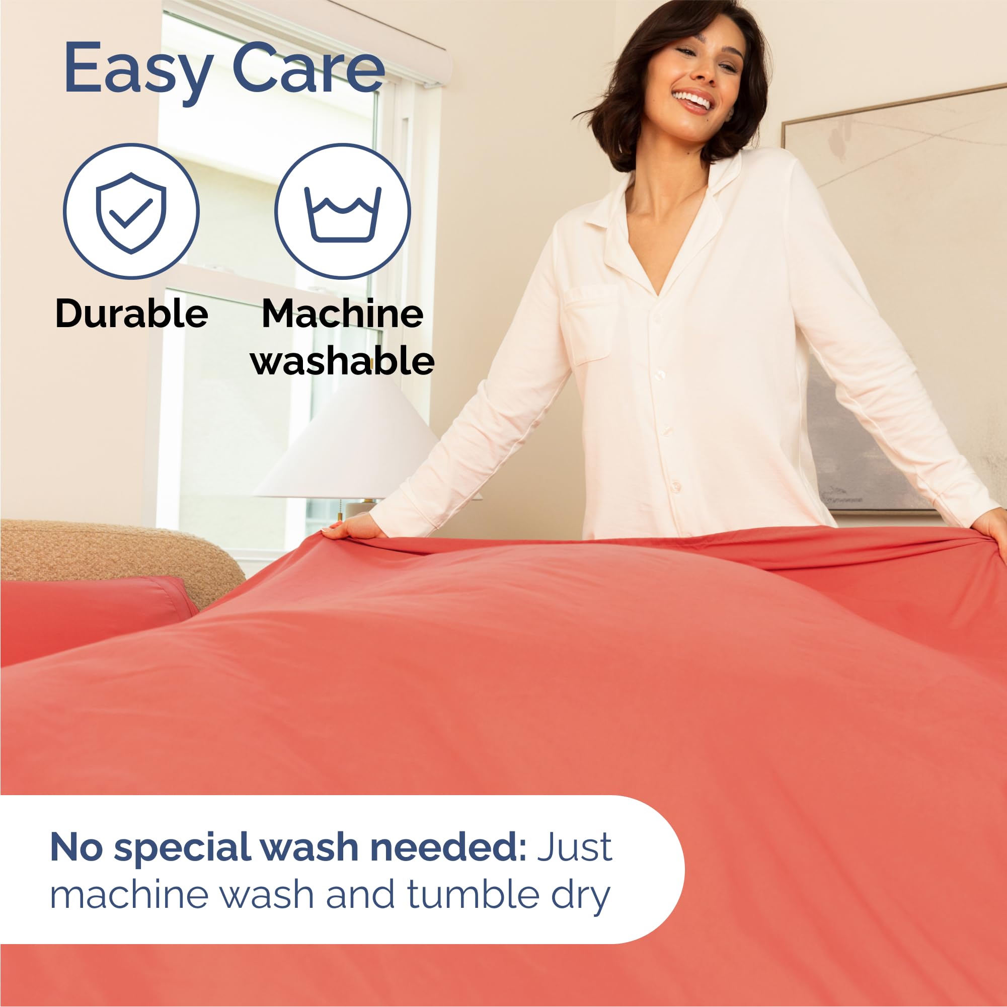 CGK Unlimited wrinkle-free surface signals easy care and neat beds