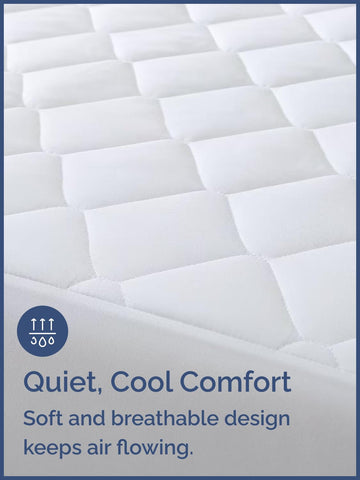 CGK Unlimited quilted mattress pad texture close-up showing soft microfiber surface