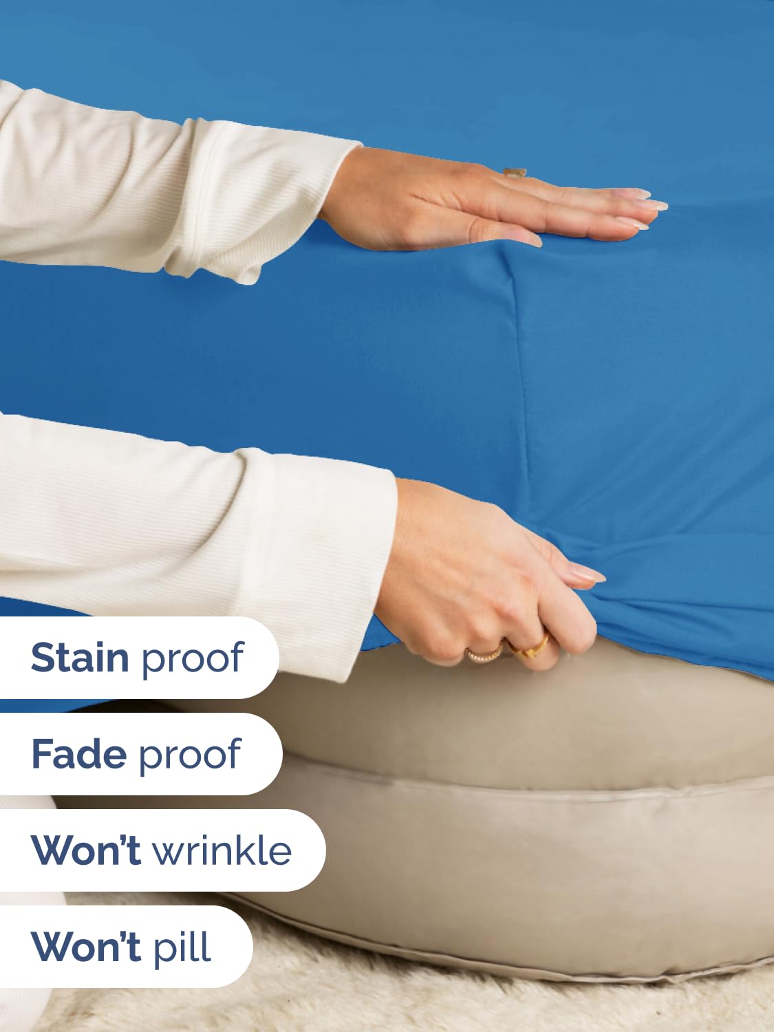 CGK Unlimited royal blue king fitted sheet elastic edges keep the bed securely fitted