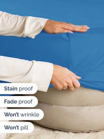 CGK Unlimited royal blue king fitted sheet elastic edges keep the bed securely fitted