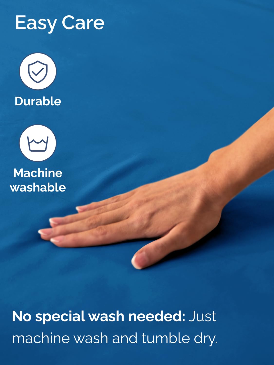 CGK Unlimited royal blue king fitted sheet wrinkle-free finish resists creasing