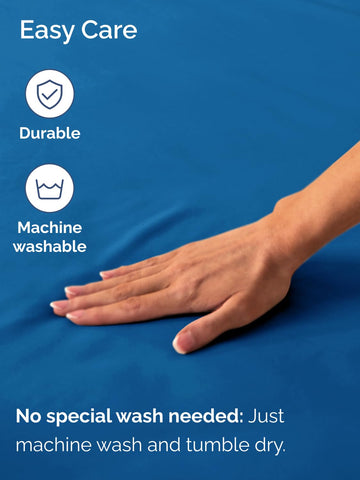 CGK Unlimited royal blue king fitted sheet wrinkle-free finish resists creasing