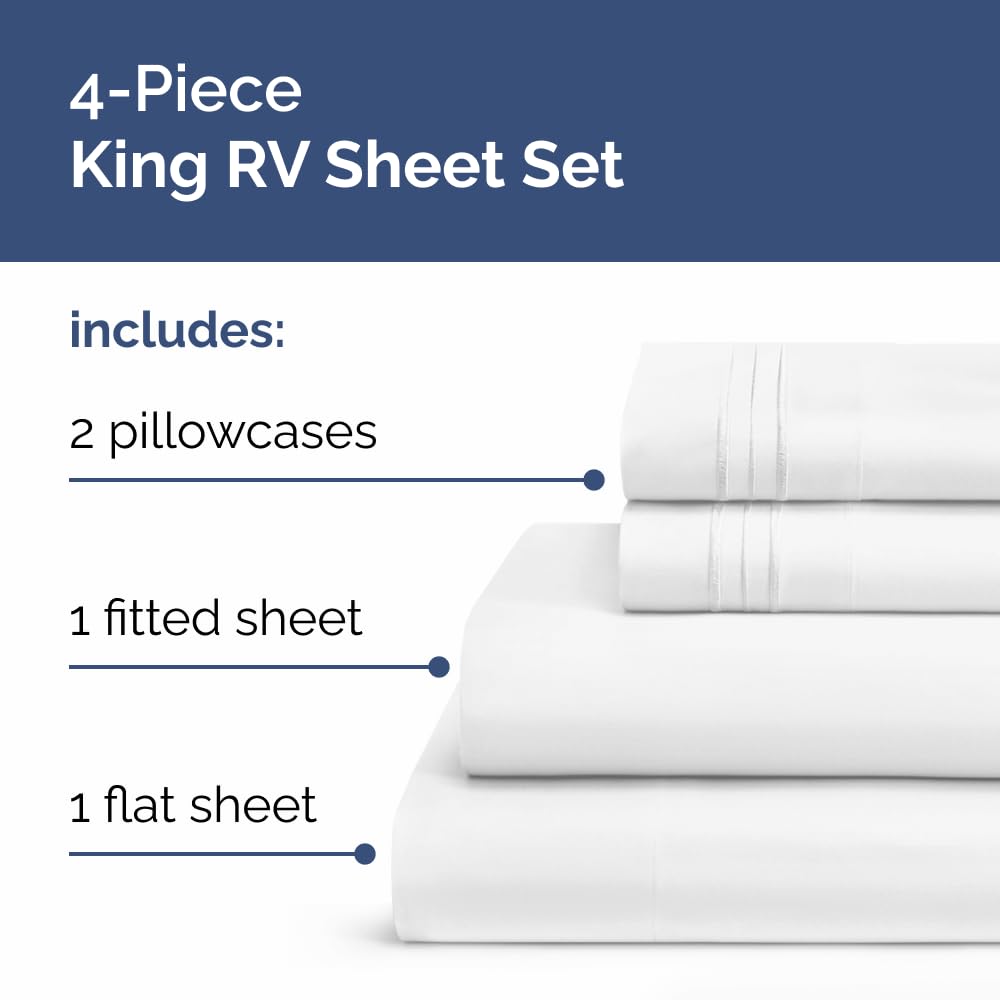 CGK Unlimited RV King fitted sheet 72x80 provides snug fit for 8-12 inch mattresses
