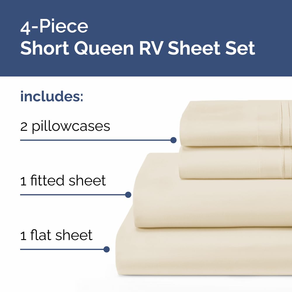 CGK Unlimited RV short queen fitted sheet on 60x75 mattress for a snug fit.
