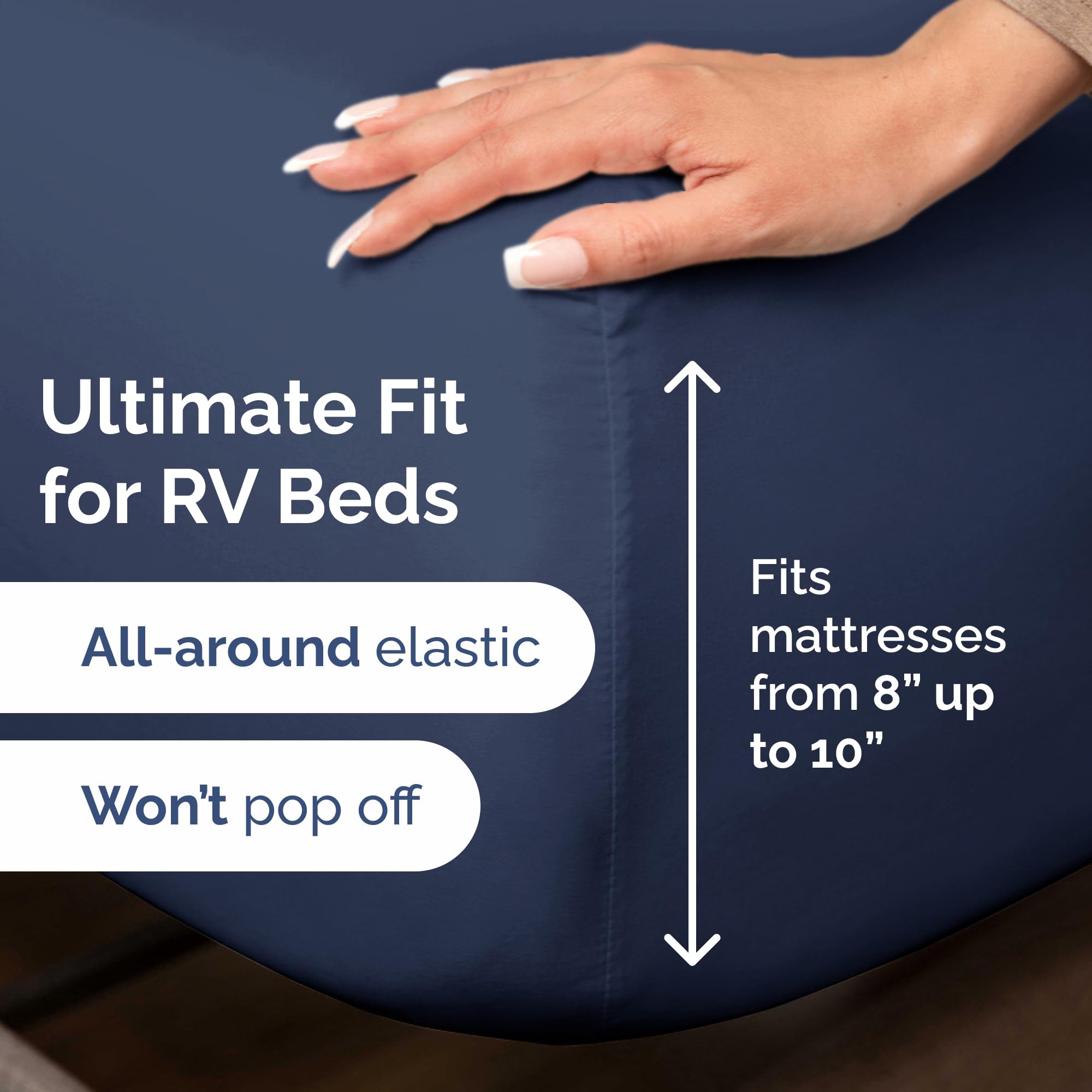 Flat sheet spread over RV short queen bed for generous coverage