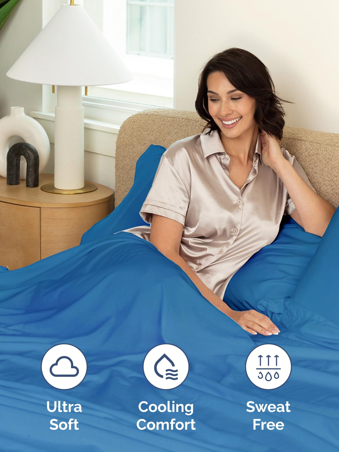 Pillowcases with secure closures keep cases in place through the night.
