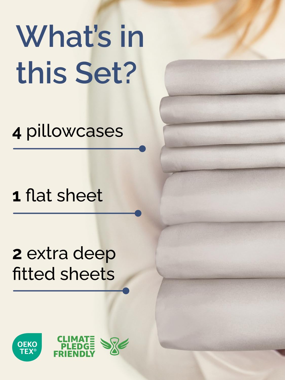 CGK Unlimited seven-piece sheet set with four pillowcases for full bed coverage