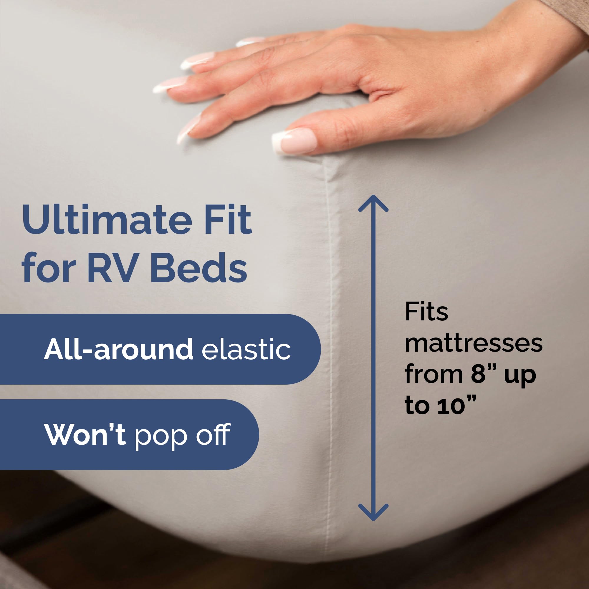 CGK Unlimited sheet set with deep pockets for snug RV or compact mattresses