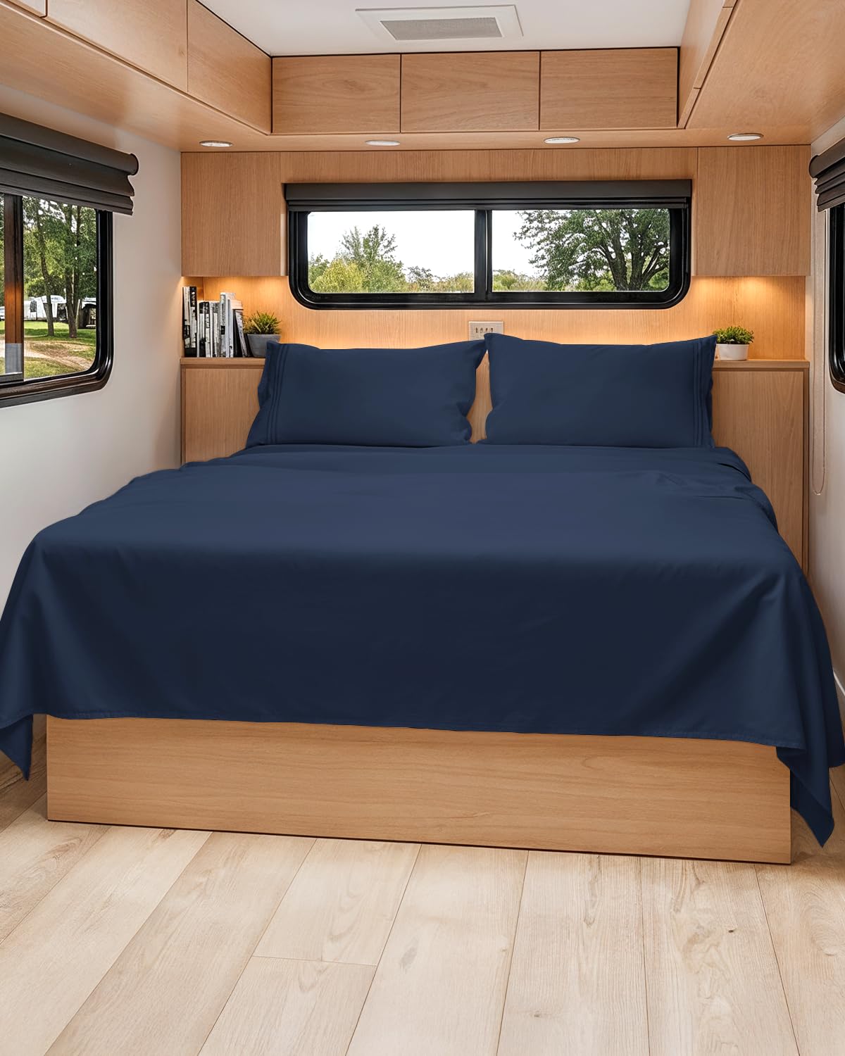 CGK Unlimited Short Queen RV Sheet Set on bed with hotel-like comfort