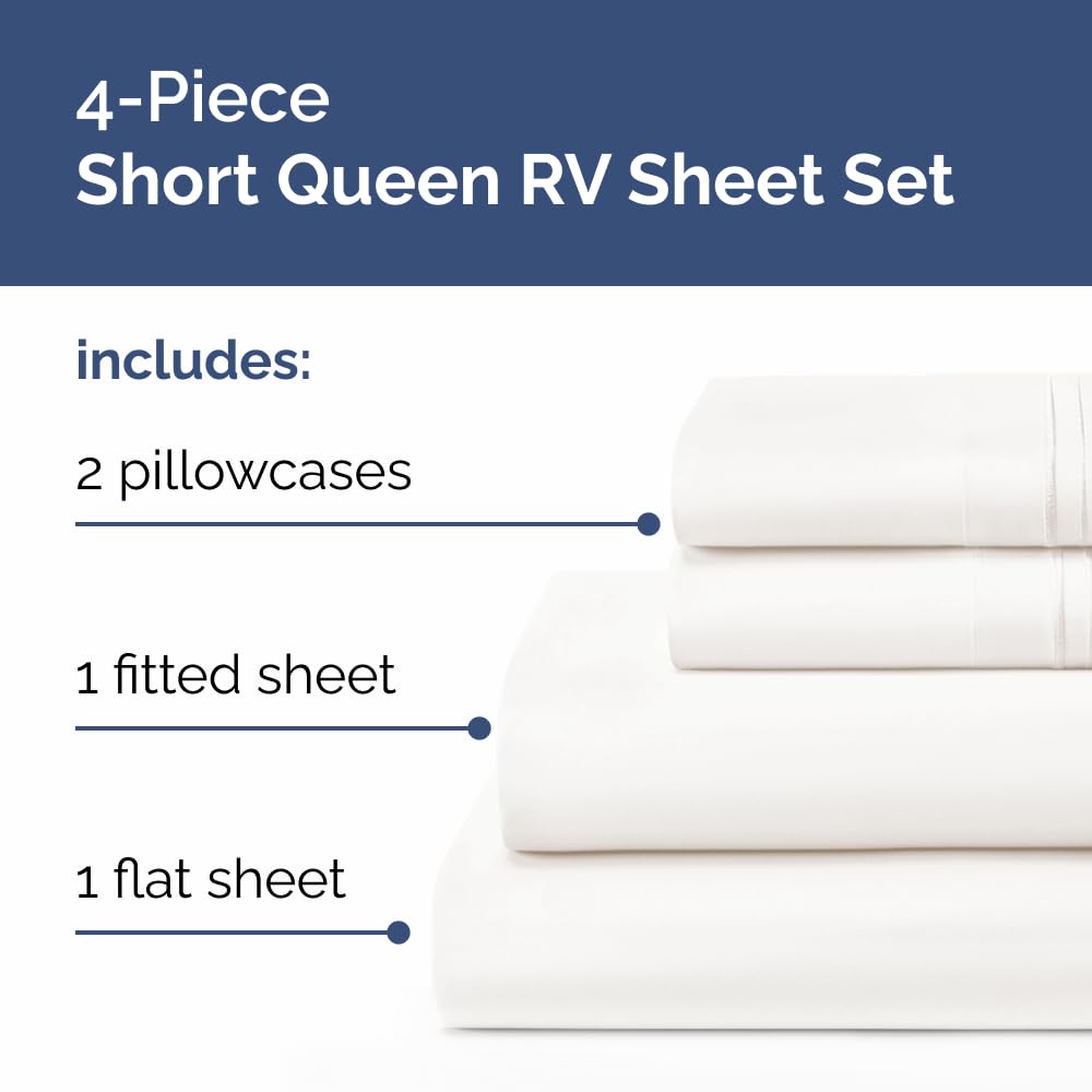 CGK Unlimited Short Queen sheet set fitted 60x75-pocket depth for secure, wrinkle-free sleep