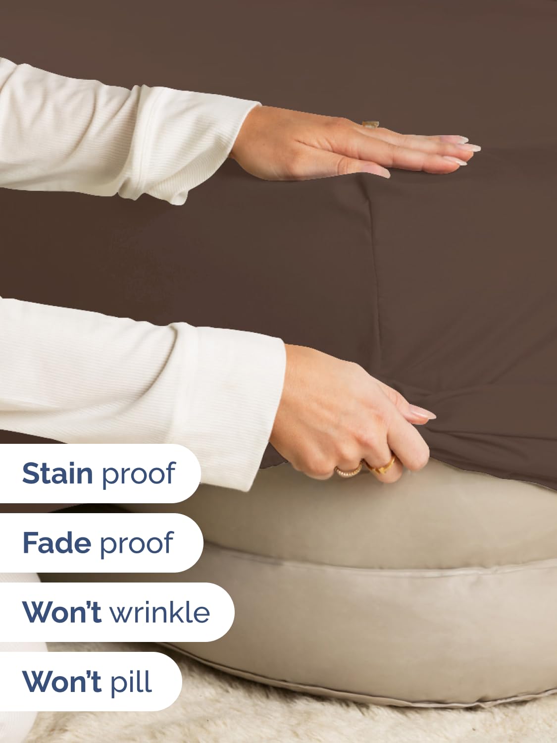 CGK Unlimited soft brown king sheet closeup showing luxurious texture for easy bed-making