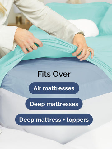 CGK Unlimited spa blue king fitted sheet elastic edges hug the mattress evenly