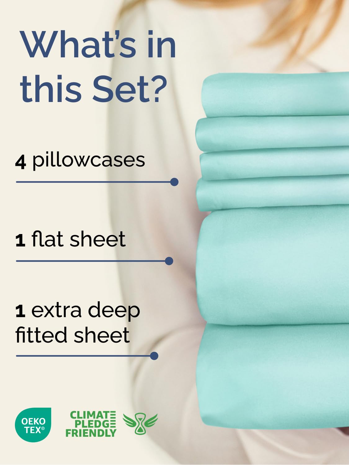 CGK Unlimited spa-blue king flat sheet close-up highlighting breathable microfiber.