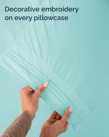 CGK Unlimited Spa Blue fabric stays smooth and wrinkle-free