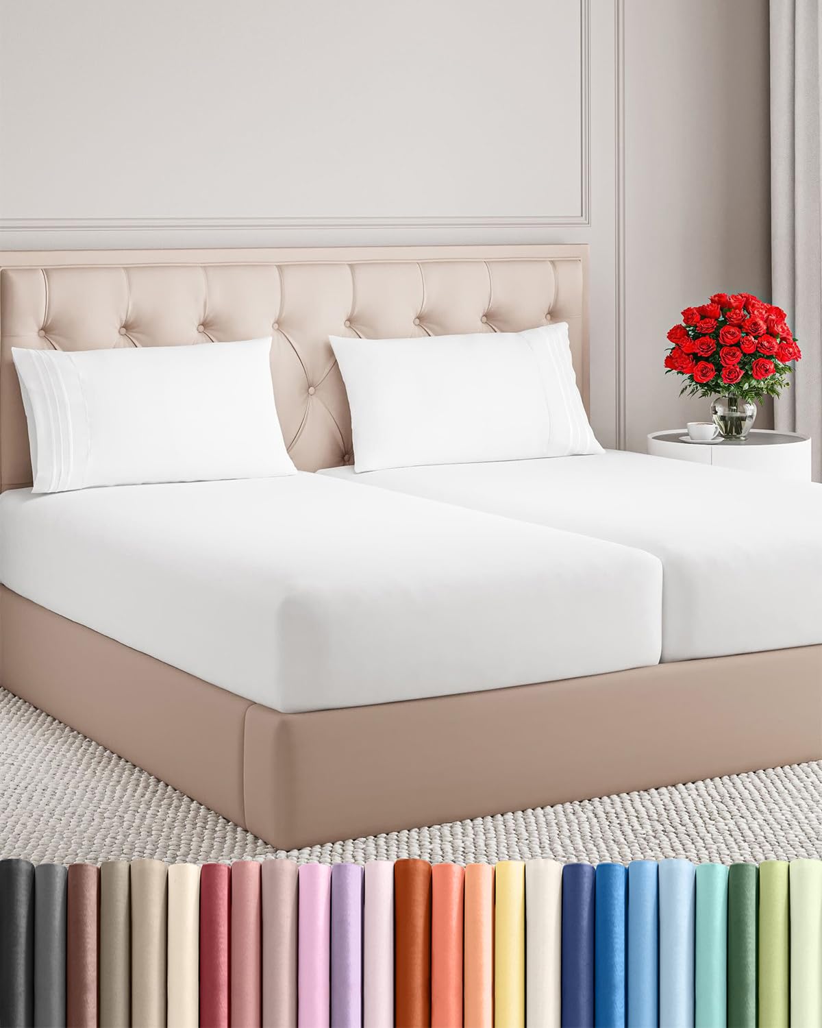 CGK Unlimited Split King flat sheet displays generous dimensions for a luxurious bed