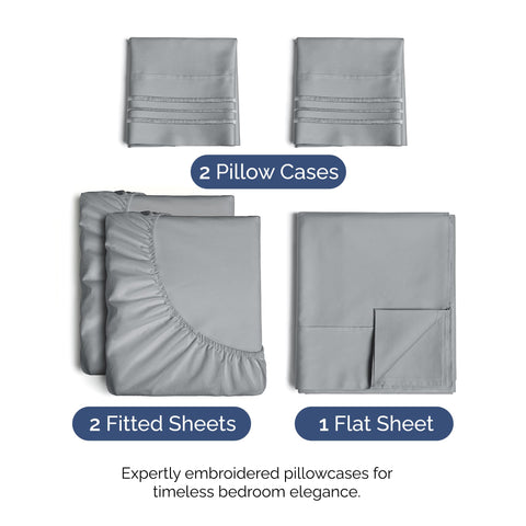 CGK Unlimited steel blue deep-pocket fitted sheets securely hug tall mattresses