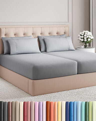 CGK Unlimited Split King sheet set packaging highlights premium microfiber for easy setup