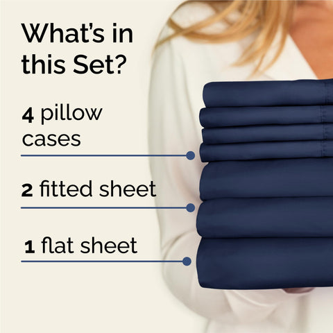 CGK Unlimited split king fitted sheet navy blue with deep pockets