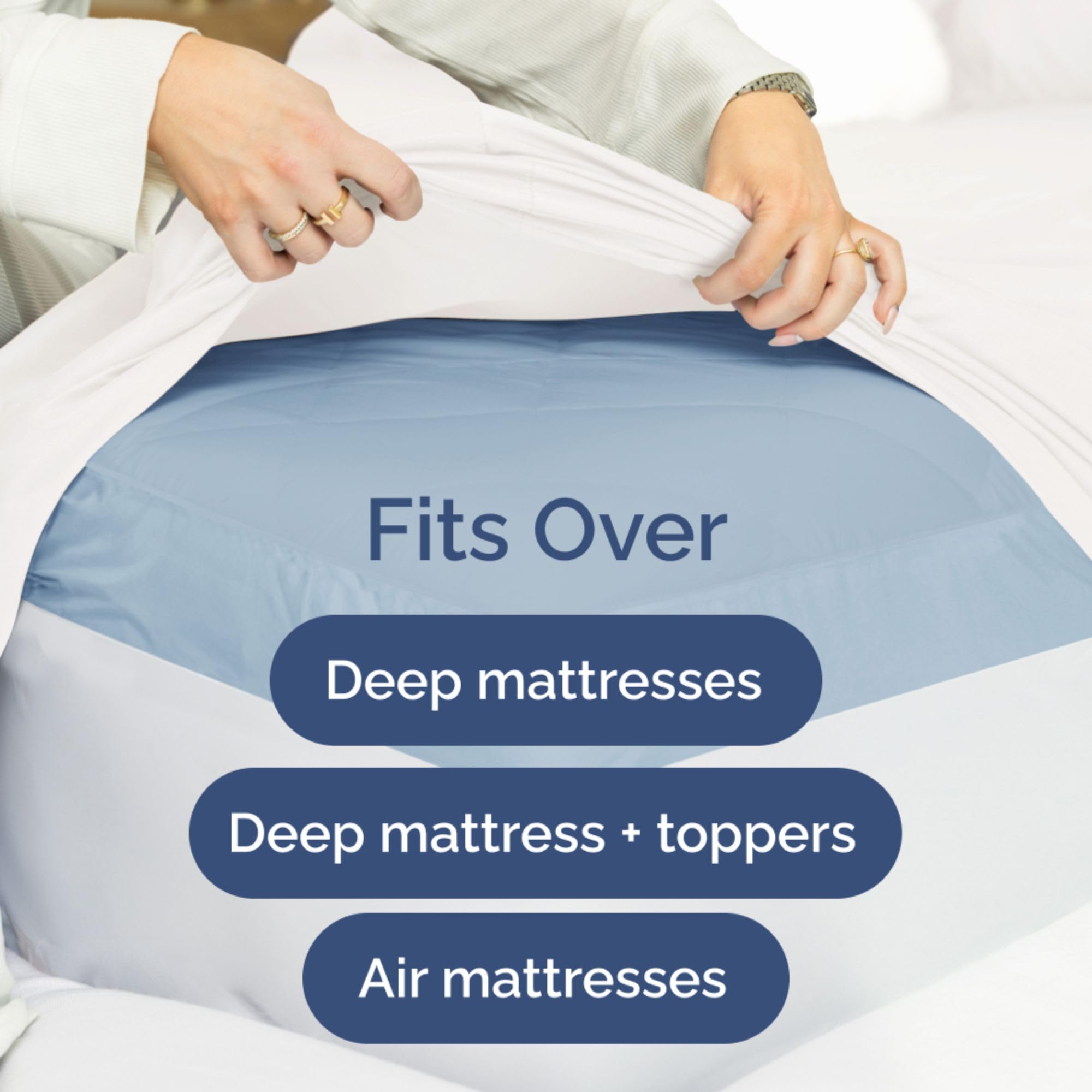 CGK Unlimited stretch-around elastic edge keeps sheet in place.