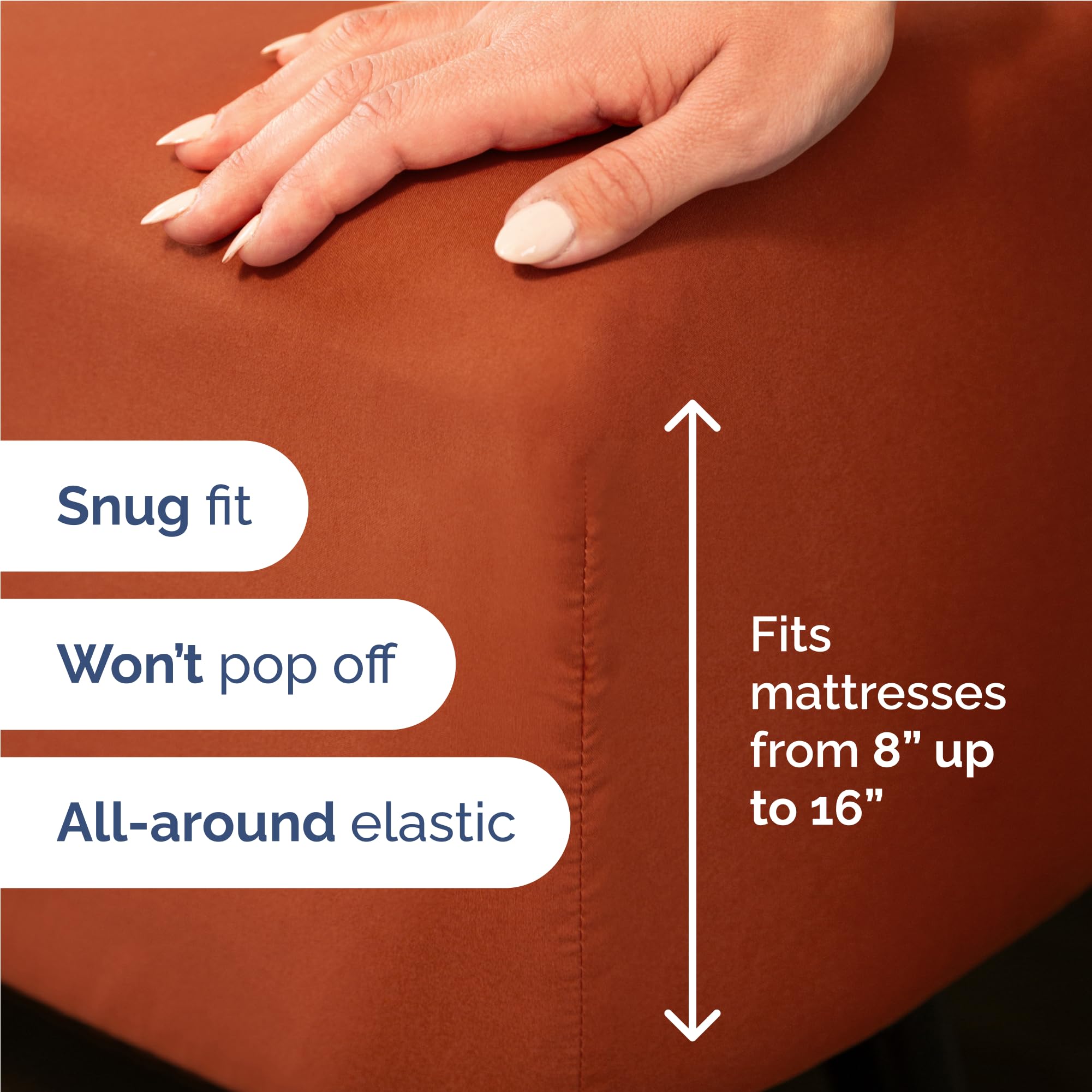 CGK Unlimited terracotta sheet set shown on bed for cozy, breathable setup