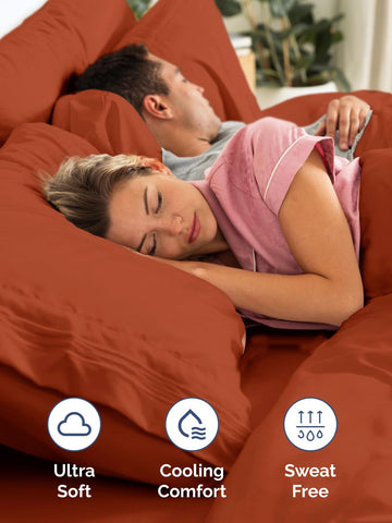 CGK Unlimited terracotta deep king fitted sheet close-up fabric showing premium softness